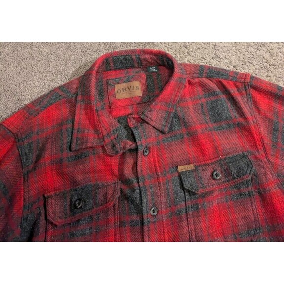 Orvis Heavyweight Flannel Red Plaid Shirt Jacket 1312517 Men's Size XL - Picture 2 of 6